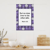 Mark 4:35 Fish Head Blätter Lilac Poster (Küche)