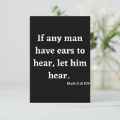 Mark 7:16 KJV Bible Scripture Grußkarte Karte (Stehend Vorderseite)