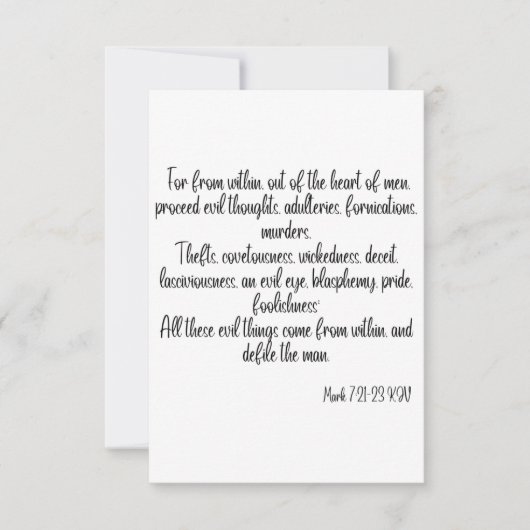 Mark 7:21-23 KJV Bible Scripture Grußkarte Karte (Vorderseite)