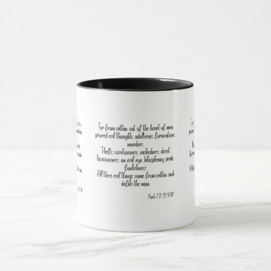 Mark 7:21-23 KJV Bible Scripture Zwei-Tone-Tasse Tasse (Zentrum)
