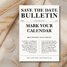 Mark Calendar Classic Bulletin Newspaper Wedding Save The Date