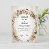 Mark Garden Floral Spring Wood Boho Rustic Wedding Einladung (Stehend Vorderseite)