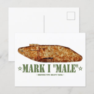 Mark I Male Weltkrieg Erster britischer Schwerpunk Postkarte