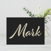 Mark Name white gold Handwriting Karte (Stehend Vorderseite)