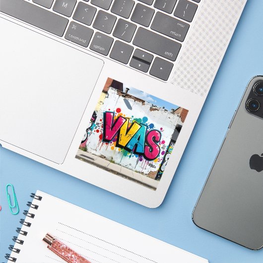 Mark Of The Studio - Square Vinyl Aufkleber (Laptop mit iPhone)