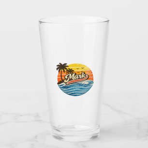 Mark Retro-Sonnenuntergang-Name-Design Glas