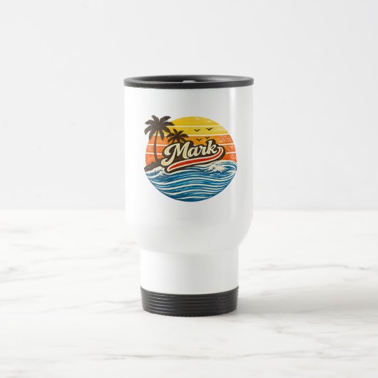 Mark Retro Sunset Name Design Reisebecher (Mittel)