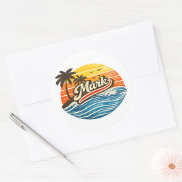 Mark Retro Sunset Name Design Runder Aufkleber