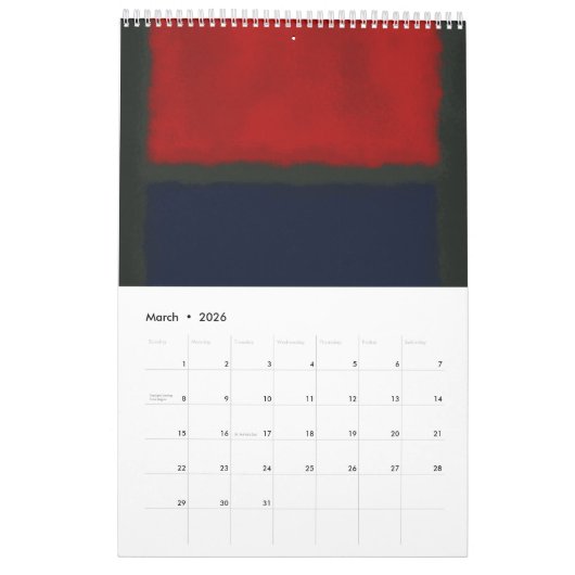 Mark Rothko Kunst im digitalen Stil Kalender (Mär 2026)