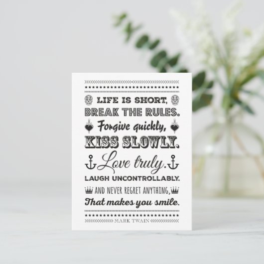 Mark Twain - Break the Rules Postkarte (Stehend Vorderseite)