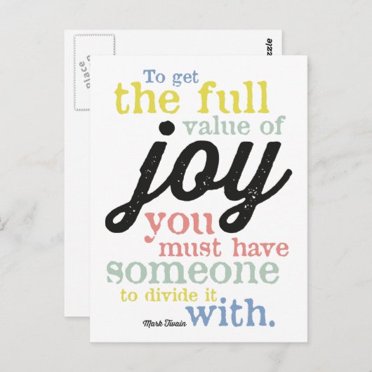 Mark Twain - Joy Postkarte (Vorne/Hinten)