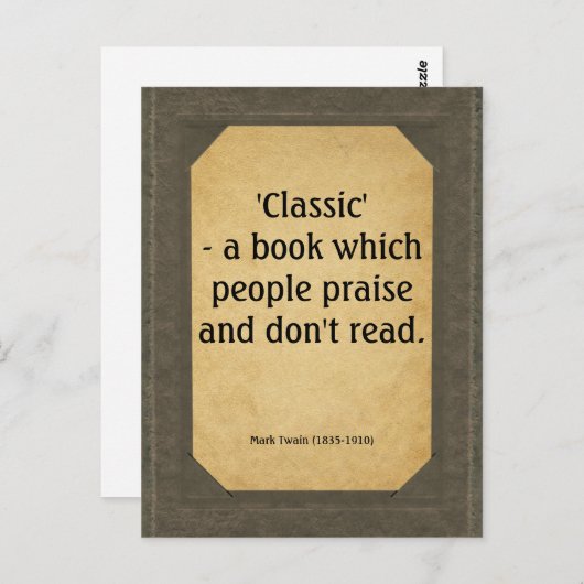 Mark Twain zitiert Bücher Postkarte (Vorne/Hinten)