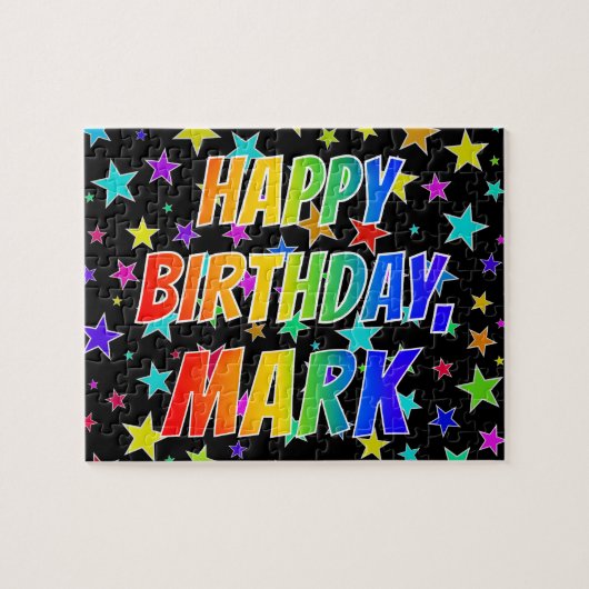"MARK" Vorname, Spaß "GLÜCKLICHER GEBURTSTAG" Puzzle (Horizontal)