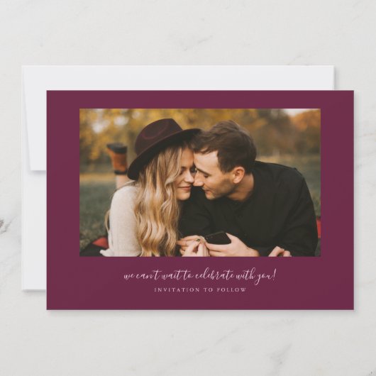 Mark Your Calendars Cranberry Curved Frame Photo Save The Date (Rückseite)