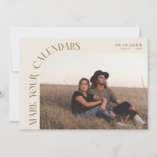 Mark Your Calendars Cream Curved Frame Photo Save The Date (Vorderseite)