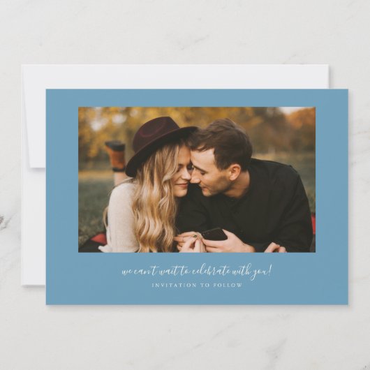 Mark Your Calendars Denim Blue Curved Frame Photo Save The Date (Rückseite)