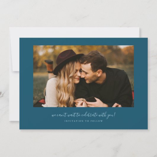 Mark Your Calendars Teal Curved Frame Photo Save The Date (Rückseite)