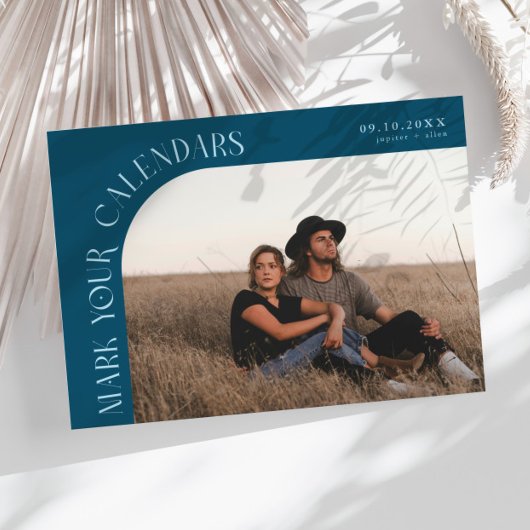 Mark Your Calendars Teal Curved Frame Photo Save The Date