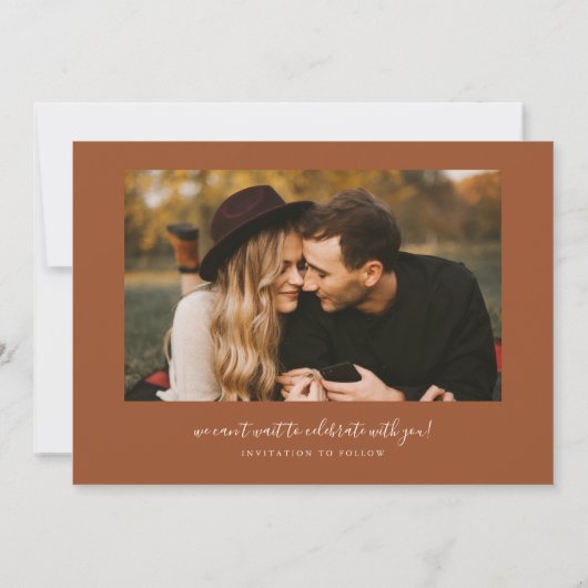 Mark Your Calendars Terracotta Curved Frame Photo Save The Date (Rückseite)
