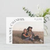 Mark Your Calendars White Curved Frame Photo Save The Date (Stehend Vorderseite)