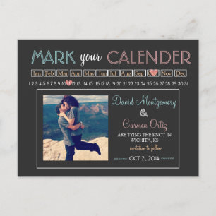 "Mark your Calender" Save the Date Ankündigungspostkarte