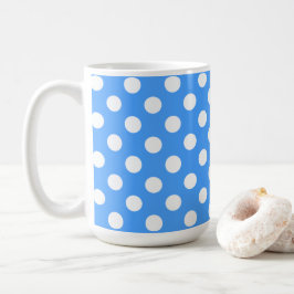 markante blaue und große weiße Polka-Punkte Kaffeetasse
