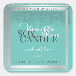 markante Produktverpackungsmarken Aquamarin und si Quadratischer Aufkleber