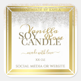 markante Produktverpackungsmarken weiß und Gold Quadratischer Aufkleber