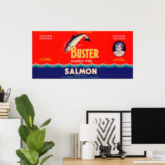 Marke Buster Lachs Label- Seattle, WA Poster (Heimbüro)