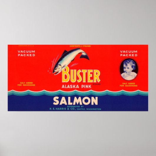 Marke Buster Lachs Label- Seattle, WA Poster (Vorne)