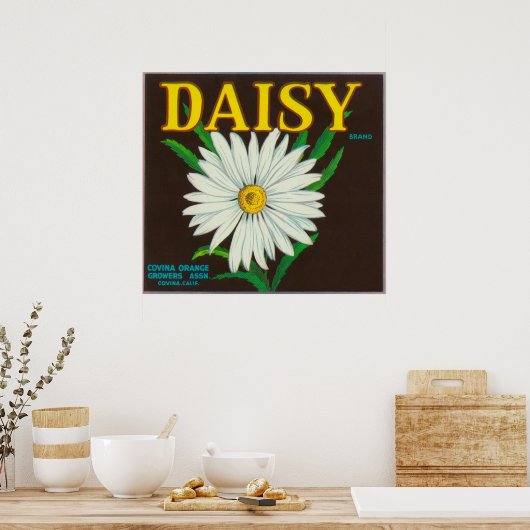 Marke Daisy Citrus Crate Label Poster (Küche)