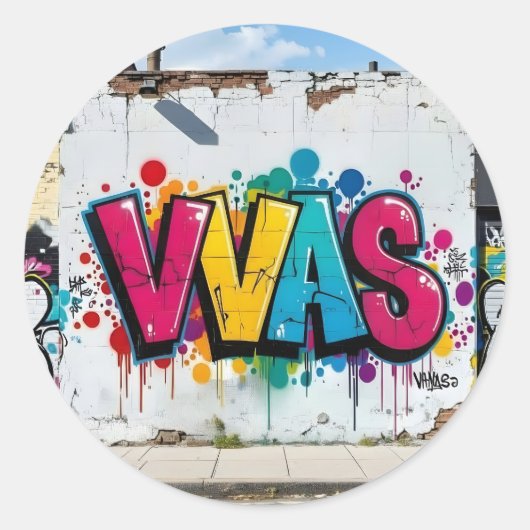 Marke des Studios – Lebendige Graffiti-Kunst Klass Runder Aufkleber (Vorderseite)