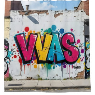 Marke des Studios – Lebendiger Graffiti-Kunst-Dusc Duschvorhang