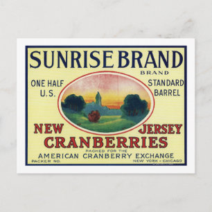 Marke Sunrise Cranberry Label Postkarte
