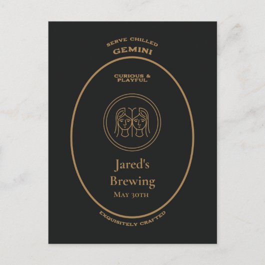 Marke, Zodiac-Zeichen, Gemini anpassbar Postkarte (Vorderseite)
