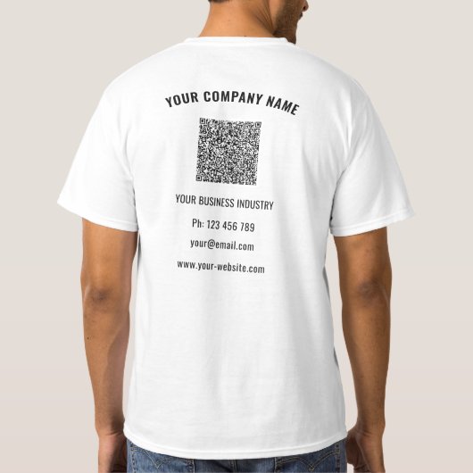 Marken-Logo und QR-Code Business T-Shirt Vorlage (Rückseite)