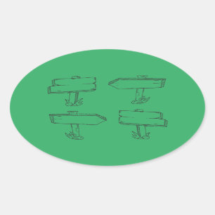 Marken-Pfad-Cartoon-Label-hölzern Ovaler Aufkleber