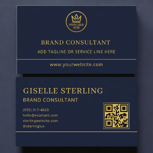 Markenberater Blau Gold Logo QR Code Visitenkarte