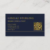 Markenberater Blau Gold Logo QR Code Visitenkarte (Rückseite)
