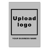 Markenbezeichnung auf grauer Tafelkarte Tischnummer (Rückseite)