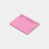 Markenbezeichnung auf rosa Rechteck Post-it Klebezettel (angewinkelt)