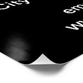 Markenbezeichnung auf schwarzem Quadrat, glänzende Poster (Ecke)