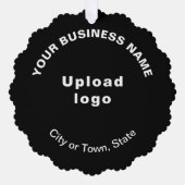 Markenbezeichnung auf schwarzem Scalloppapier Ornament Karte (Vorderseite)