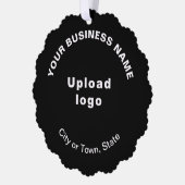 Markenbezeichnung auf schwarzem Scalloppapier Ornament Karte (Links)