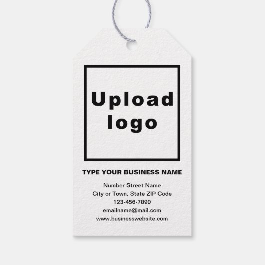 Markenbezeichnung auf weißem Geschenk Geschenkanhänger (Rückseite)