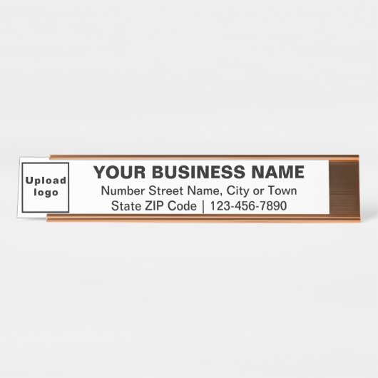 Markenbezeichnung auf weißem Schreibtisch Schreibtischnamensplakette (Vorderseite )