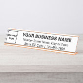 Markenbezeichnung auf weißem Schreibtisch Schreibtischnamensplakette (Vorderseite )