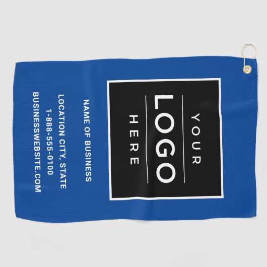 Markenbezeichnung Custom Blue Business Logo Compan Golfhandtuch (Horizontal)