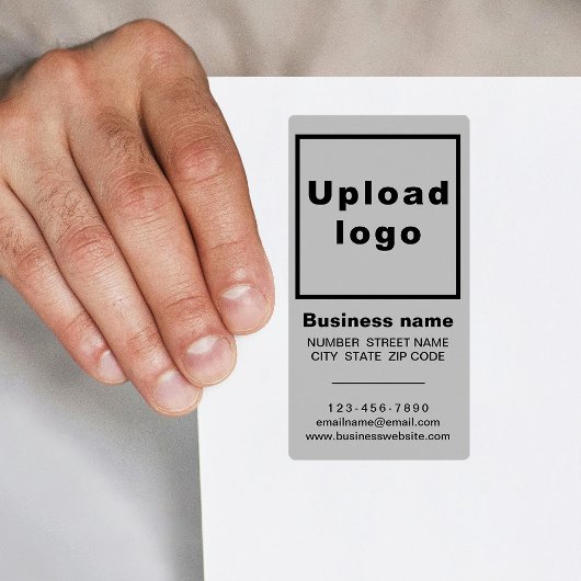 Markenbezeichnung für graue Portrait-Versandmarke