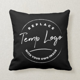 Markenbezeichnung mit Ihrem Firmenlogo auf schwarz Kissen